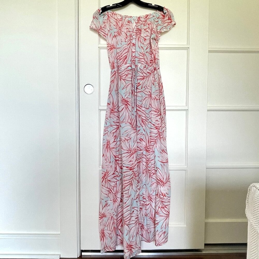 Vince Camuto Light Blue & Red 100% Cotton Swim Cover-Up Maxi Dress — Size M